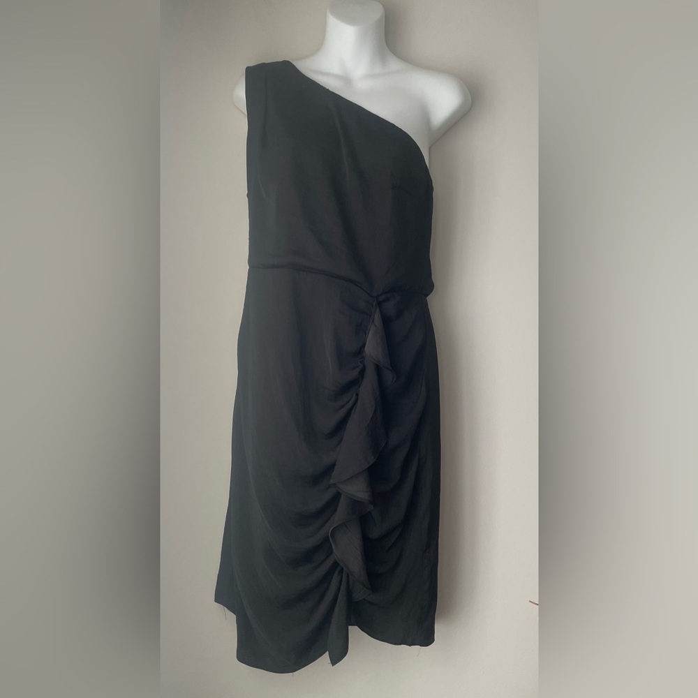 Sam Edelman Black One Shoulder Ruffle Dress Size 10